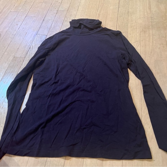 Lands' End Women's Navy Turtleneck Top S 6-8 Long Sleeve Fitted Cotton/Spandex - Picture 1 of 3